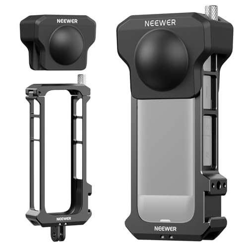 NEEWER Camera Cage for Insta 360 X4, Protective Case Compatible with Insta360 X 4, Quick Release Aluminum Alloy Frame Video Rig, Mount Adapter, 1/4 Threads, Lens Cap, Action Camera Accessories