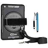 Cellular360 Shockproof Case for Apple iPad Mini 1 iPad Mini 2 iPad Mini 3, Car Headrest Mount Case with 360 Degree Rotatable Kickstand, Adjustable Handle and Shoulder Strap (Black)
