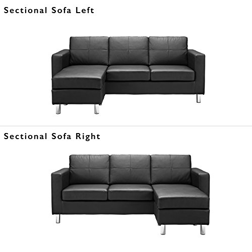Small Spaces Configurable Sectional Sofa, Black - Thumbnail 6