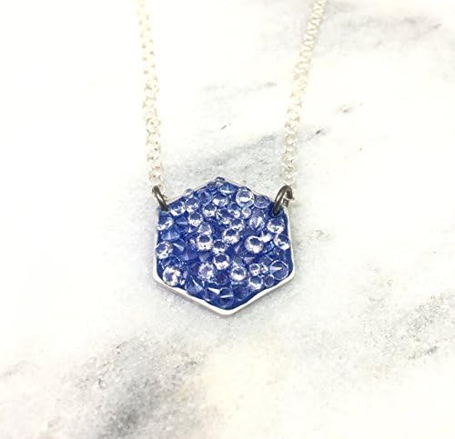 blue Layering Necklace hexagon silver-tone