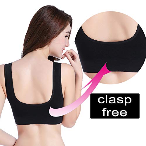 PRETTYWELL Sleep Bras for Women, Comfort Seamless Wireless Stretchy Sports Bra,3 Pack Yoga Bras, with Removable Pads (5XL, 3 Pack White) - Thumbnail 4