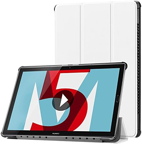 Lobwerk Protective Case for Huawei MediaPad M5 10.8 Inch Tablet Smart Cover with Auto Sleep/Wake, Multi-Angle Stand and Stylus Pen White