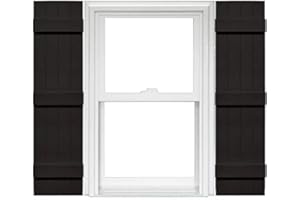 Mid America Board and Batten 14" 4 Board Joined Vinyl Standard Shutter (1 Pair) - 14 x 55 002 Black
