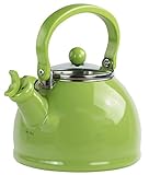 Reston Lloyd Calypso Basics Whistling Teakettle with Glass Lid, Lime, 2.2 Qt