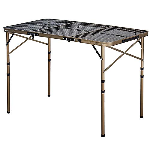 Kazmi Iron Mesh Camp Table – Lightweight Folding Outdoor Table with Durable Carry Bag – 4 Way Adjustable Height Perfect for Camping