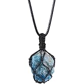 LERSUSI Handmade Natural Gemstone Crystal Pendant Necklace Stone Holder Necklace Cord Net Necklace with Adjustable Length for Women Men