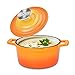 Small Dutch Oven - Enamel Cast Iron Enamel Coating Cookware Casserole with Lid 0.85 Quart Sunset Orange Cocotte Versatile Saucepan with Lid Stew Pot