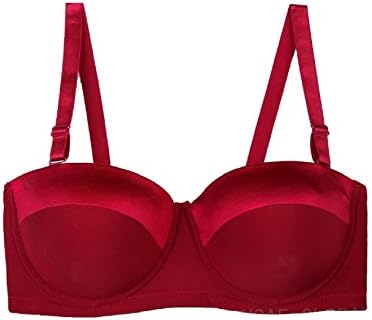 Herina, Women's 1/2 Cup Seamless Bra Adjustable Plus Big Size Push Up Sexy Bra. (36C, Red)