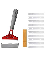 ehdis 4 "Amplia Heavy Duty Rasqueta de acero inoxidable mango largo Clean Pala con uno 1" Jack al final para instalar Mango Largo, agrega 10 - Cuchilla de repuesto