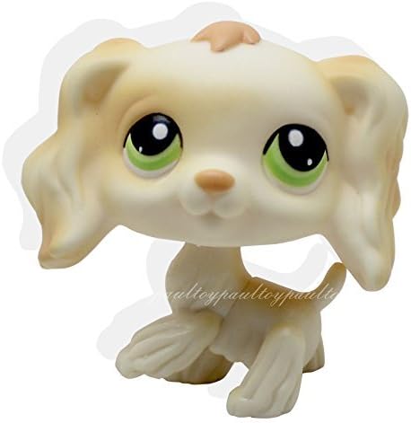 LHJ #347 Rare Littlest Pet Shop Cream Cocker Spaniel Dog Puppy Green Eyes Animal LPS