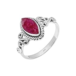 Ruby Stone Ring 925 Sterling Silver Statement Ring