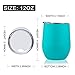 DOKIO 12 oz Cyan Wine Glasses Sippy Cup Tumbler Stemless Double Wall Vacuum Insulated With Crystal Clear Lid Unbreakable For Ice Hot Drink Coffee Champagne Cocktail Mug