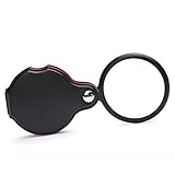 YiFeng 8X Mini Pocket Folding Magnifier 2” Diameter Glass Lens (Black)