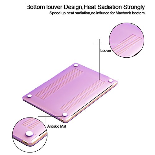 MacBook Air 13 Inch Case,Anrain AIR 13-inch Rubberized See Through Hard Shell Snap On Case Cover with Keyboard Cover For Apple MacBook Air 13.3" (Models: A1466 A1369),Purple