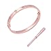 MultiBey 18K Rose Gold Plated Bangle Bracelet, Stainless Steel with Crystal, Screwdriver Opening Love Bracelets for Women and Men (Big/ 7.5