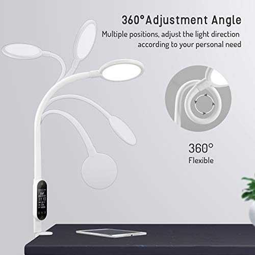 BZBRLZ LED Desk Lamp, 15W Metal Clamp Light with LCD Display, 5