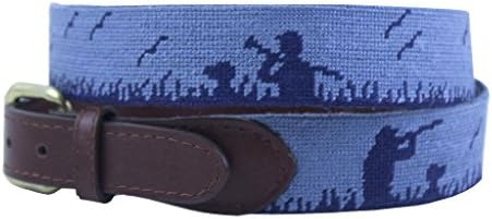 Bird Hunter Needlepoint Belt in Steel Blue by Smathers &amp; Branson
