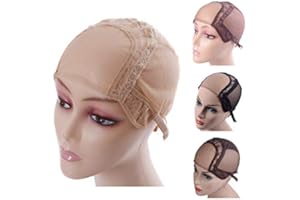 4X4 Inch U Part Swiss Lace Wig Cap for Making Wigs with Adjustable Straps on the Back Glueless Hairnets (Blonde S)