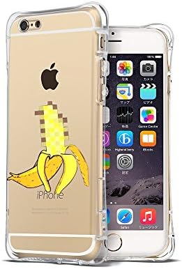 iPhone 6S Plus Case, Ultra Thin Slim Air Cushion TPU Bumper Transparent Shockproof Cute Funny Cases Clear with Art Design Dirty Banana Pattern Protective Cover for boys Apple iPhone 6 6S Plus 5.5 Inch