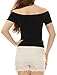 Allegra K Women Short Sleeves Slim Fit Off the Shoulder Top