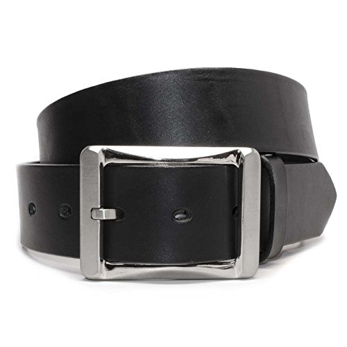 Titanium Work Black Belt - Nickel Smart - Genuine Top Grain Leather Belt with Nickel Free Titanium Buckle - 32