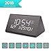 Warmhoming Wooden Digital Alarm Clock with 7 Levels Adjustable Brightness, Voice Command Electric LED Bedside Travel Triangle Alarm Clock, Display Time Date Week Temperature for Bedroom Office