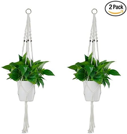 Flyhat Hanging Planter Set Large Plant Hanger with 100% Cotton Macrame Plant Holder Set of 2 PCS with 4 Legs 39 Inches