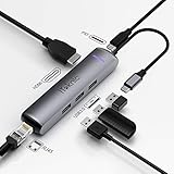 iTeknic USB C Adapter Hub, 6-in-1 Type C Hub with 4K USB C to HDMI, Ethernet Port, USB PD Charging Port, 3 USB 3.0 Ports, for MacBook Pro, ChromeBook, XPS, Galaxy and Other USB C Devices
