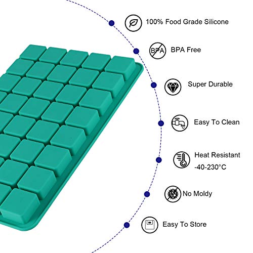 DIFENLUN Silicone Candy Molds, 40-Cavity Mini Square Chocolate Molds for Gummy Jelly Truffles Pralines Caramels, Ice Cube Tray Molds