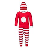 Adoy Kids Unisex Xmas Pajamas Sets Tshirt+Pant+Hat Sleep Suit