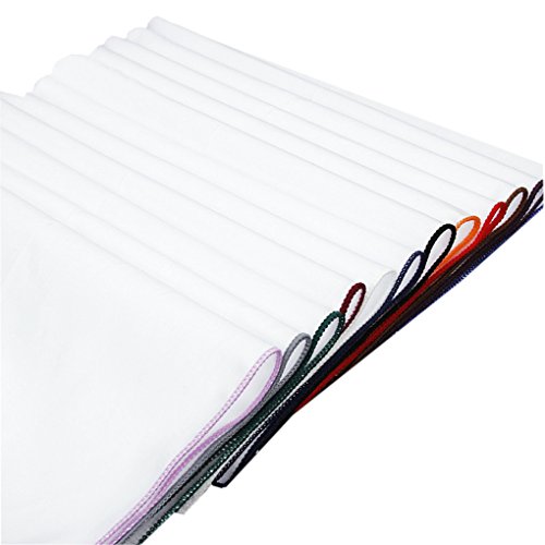 Solid White Border Cotton Mens Fashion Pocket Square For Suits Hankies