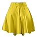 JNTworld Women Stretch high Waist Flared Plain Pleated mini skirt, XL, yellow