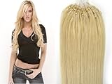 22''High Quality Loops Micro Ring Beads Tipped Remy Human Hair Extensions 100S #60 Platinum Blonde