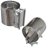SPEEDWOW 2.5 Inch Stainless Steel Exhaust Clamp - Butt Joint Band Clamp For Muffler And Exhaust Systems