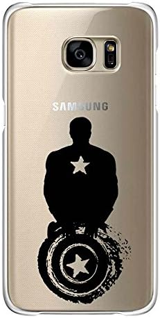 S7 Edge Colorful Jelly Protective Case, Ultra Slim Silicone TPU Transparent Back Cover Case, Black Hero Collection, Captain America, Galaxy S7 Edge