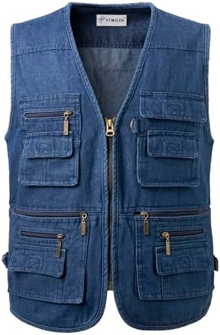 OU YA WOLF Men's Vest Utility Work Hunting Travel Fishing Multi