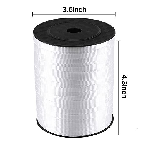 LOKIPA 500 Yard White Crimped Curling Ribbon for Balloons Spool