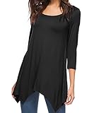 CEASIKERY Women Plus Size 3/4 Sleeve Tunic Tops Loose Basic Shirt