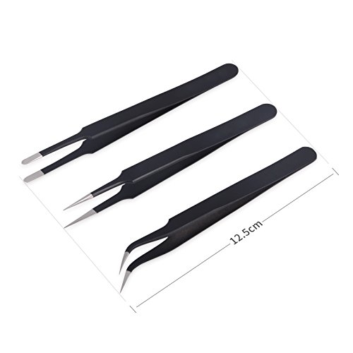 Winjun 3 Stück Edelstahl Professionell Präzision Pinzette DIY Tool Pinzetten Reparatur Werkzeug Kit für Industrie Elektronik Schmuckherstellung Laborarbeit Autofolie Kleben – Bild 3