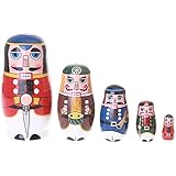 Amor Christmas Russian Wooden Matryoshka Nutcracker Wooden Nesting Dolls Toy Set Handmade Craft