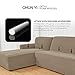 CHUN YI Stretch Sectional Couch Covers Soft L Shaped Sofa Slipcovers with Elastic Bottom, Jacquard Chaise Lounge Set for Living Room 2 Seat Sofa (Left Chaise,Sand)