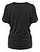 Made By Johnny MBJ WT1037 V Neck Short Sleeve Dolman Top with Side Shirring XXXL Black