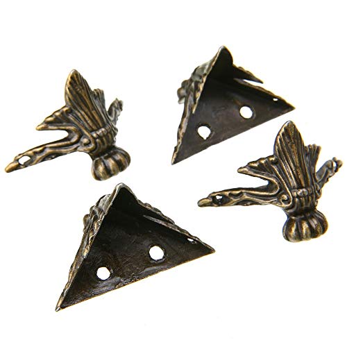 VintageBee 10 PCS Antique Brass Wood Case Jewelry Chest Storage Box Feet Leg Corner Protector