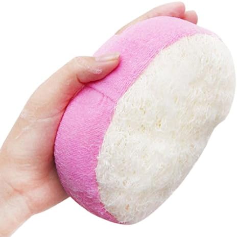 IEason Natural Loofah Luffa Loofa Bath Shower Wash Body Pot Sponge Scrubber Tool Towel (Pink)