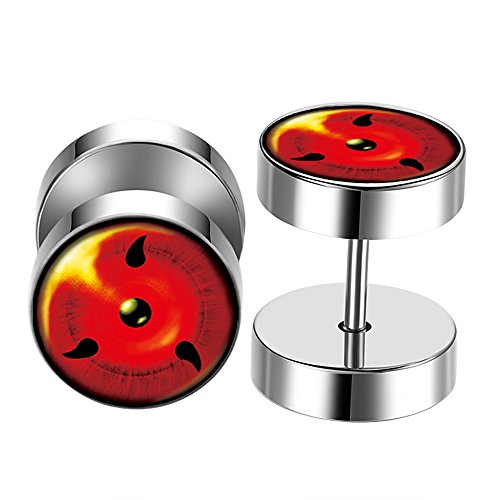 Naruto Eye Black Stud Earrings Men Women Faux Gauges Fake Ear Tunnel 