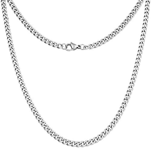 Silvadore 4mm Curb Mens Necklace 