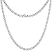 Silvadore 4mm Curb Mens Necklace - Silver Chain Cuban Stainless Steel Jewelry - Neck Link Chains for Men Man Women Boys Male Military - 14