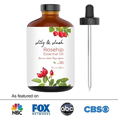 Lily & Lush XL Organic Rosehip Essential Oil for Face & Body (4 fl oz) Undiluted Extra Virgin