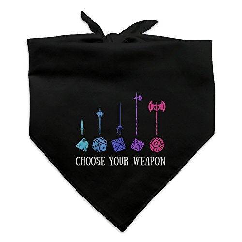 Graphics and More Choose Your Weapon Dungeon RPG Dice Dog Pet Bandana - Black
