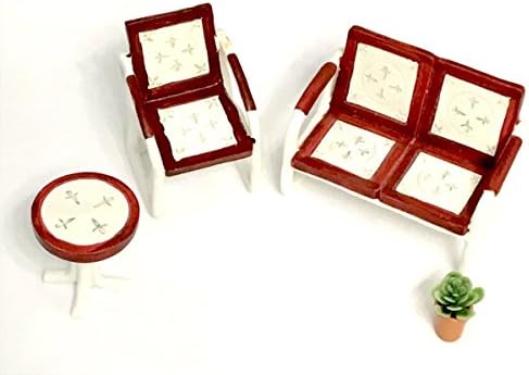 Retro Fairy Garden Patio Set with Flower Pot and Faux Succulent